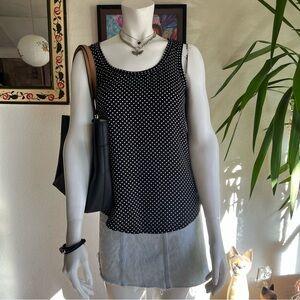 Philosophy Black Tank Top with White Polka Dots